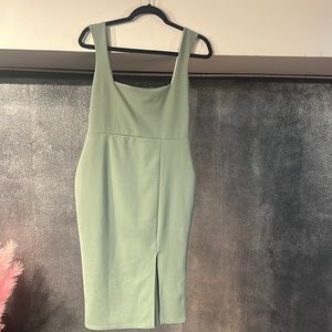 NastyGal sage bodycon slit dress